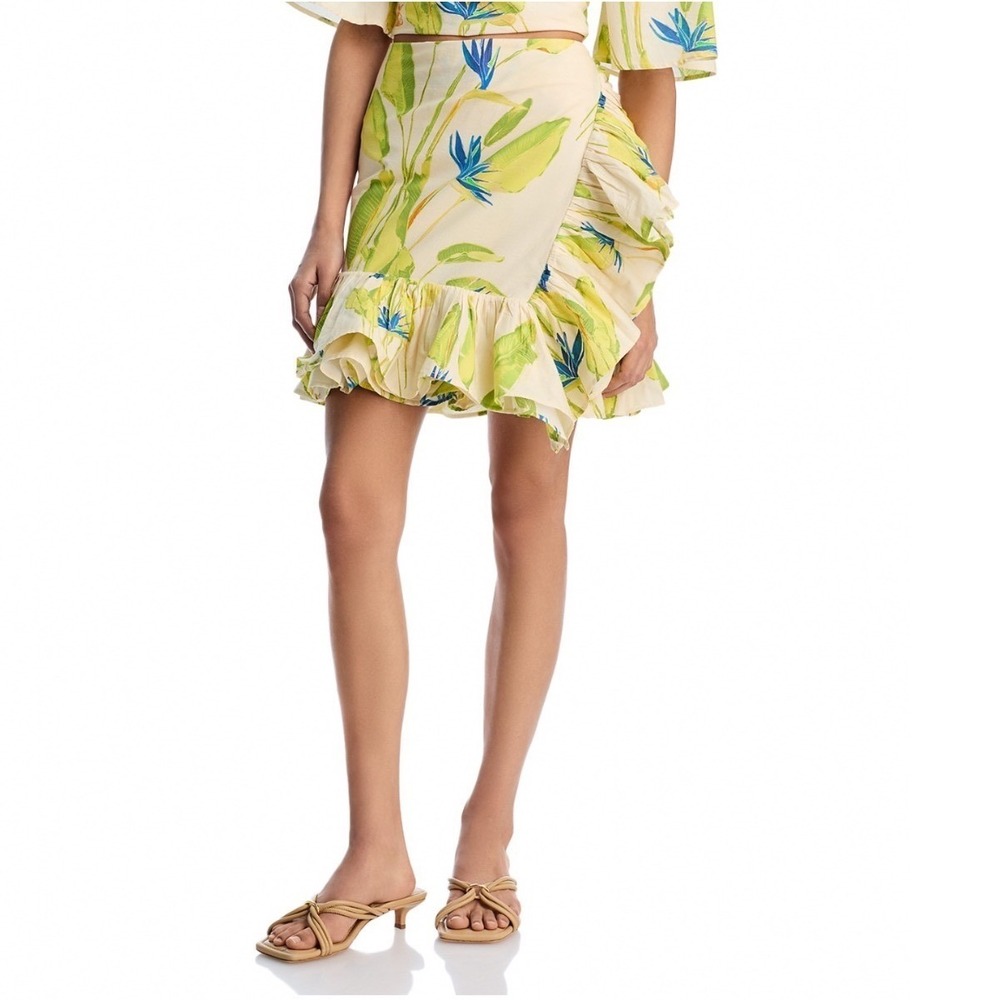 Coniglio Palm Beach Mini Ruffle Power Pareo Skirt Birds Paradise Banana M/L